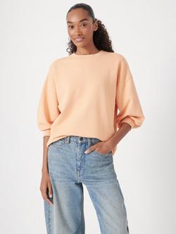 HUSH Crop Sleeve Jersey Sweatshirt, Grey Marl - view 2, Apricot Orange