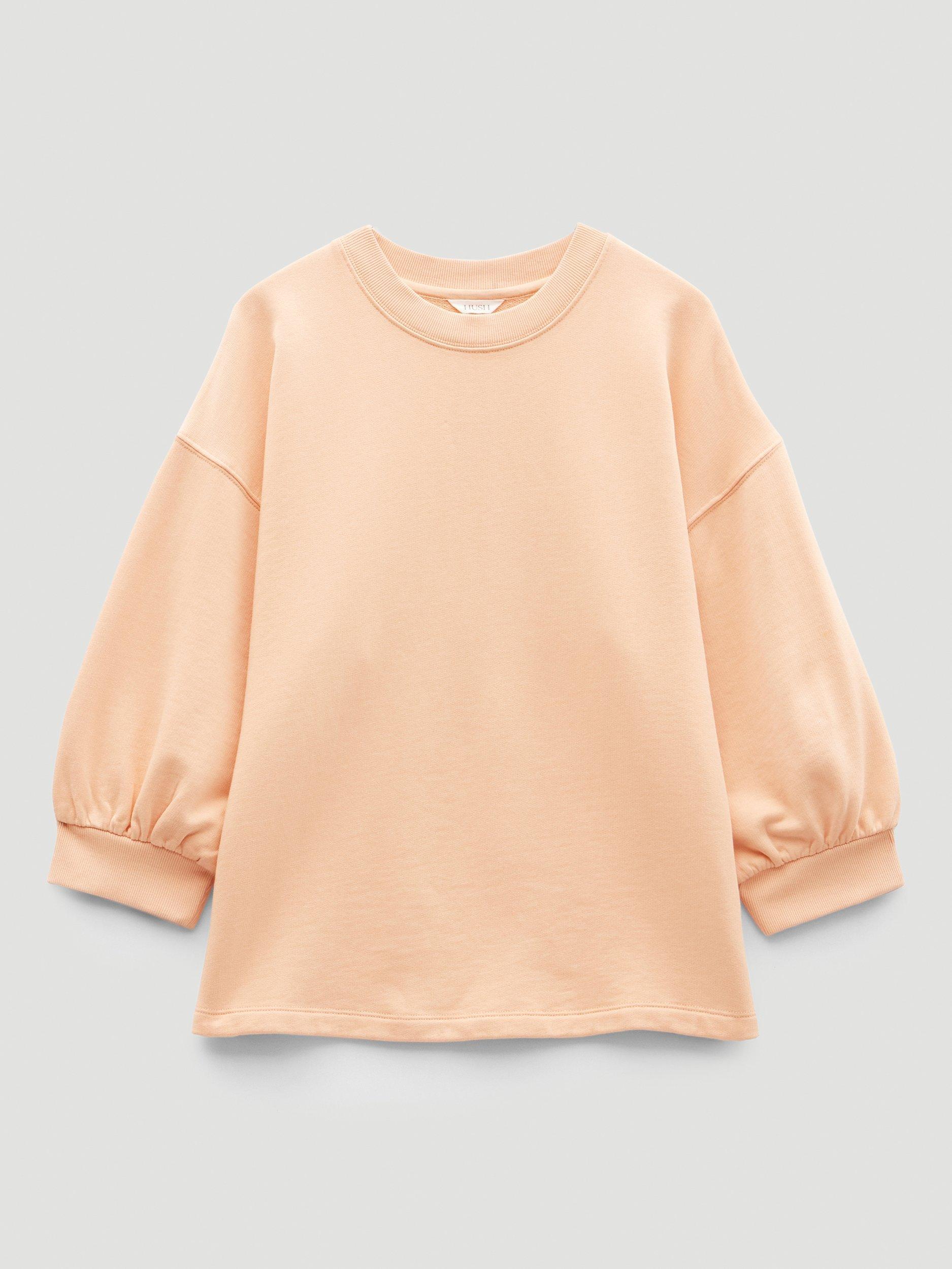 Product image 4 of 4, which shows HUSH Cropped Sleeve Cotton Sweatshirt, Apricot Orange, L