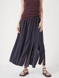 HUSH Pippa Midi Skirt, Navy/Burgundy Brown