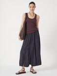 HUSH Pippa Midi Skirt, Navy/Burgundy Brown