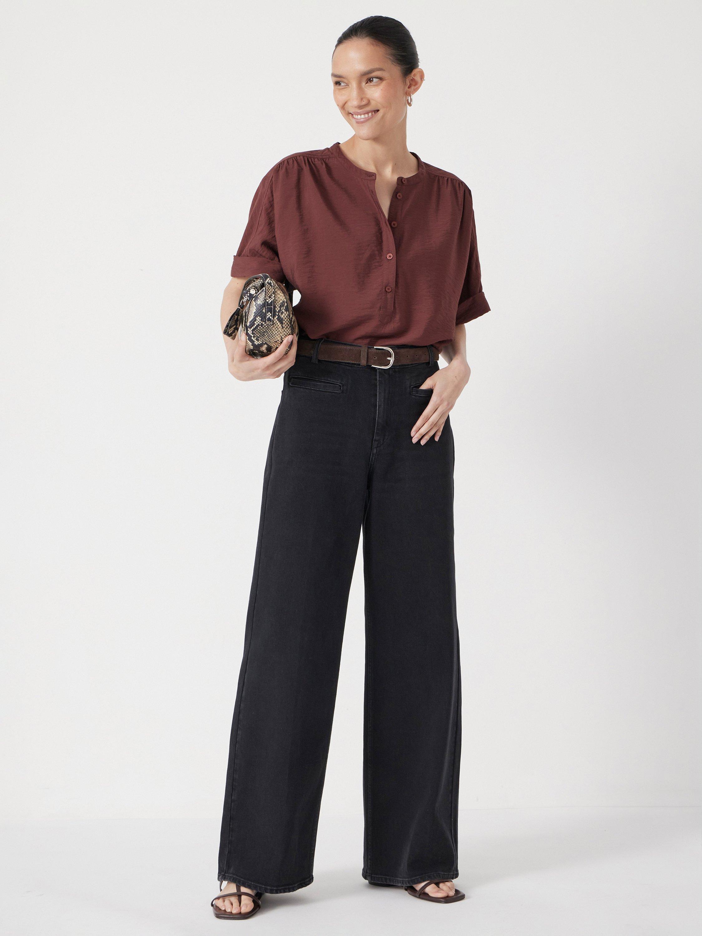 Product image 2 of 4, which shows HUSH Rowan Welt Pocket Flared Jeans, Washed Black, 18S