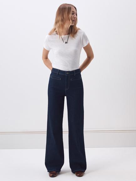 HUSH Rowan Welt Pocket Flared Jeans, Rinse Wash