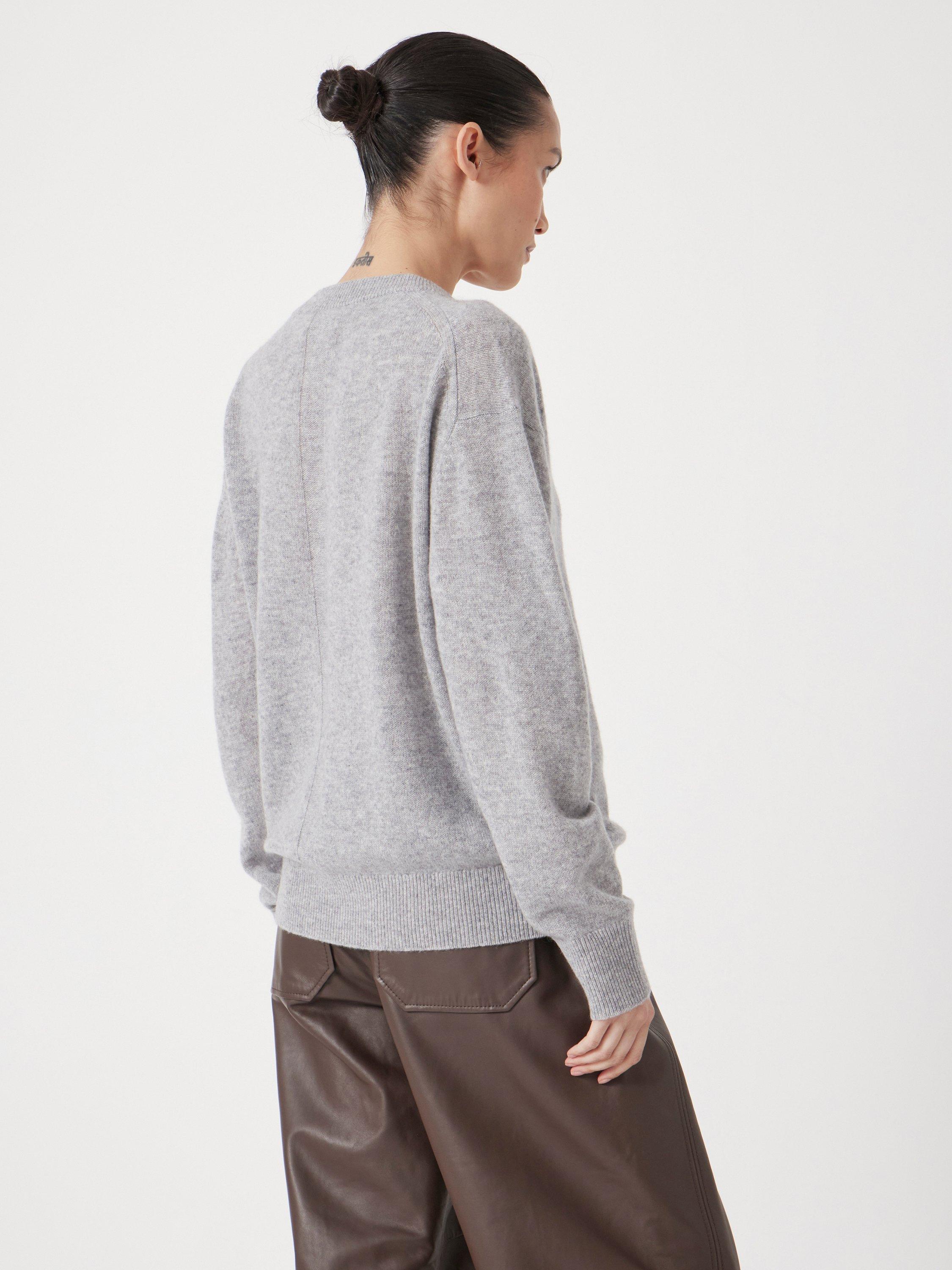Product image 3 of 5, which shows HUSH Scarlett V-Neck Cashmere Rich Jumper, Grey Marl, L