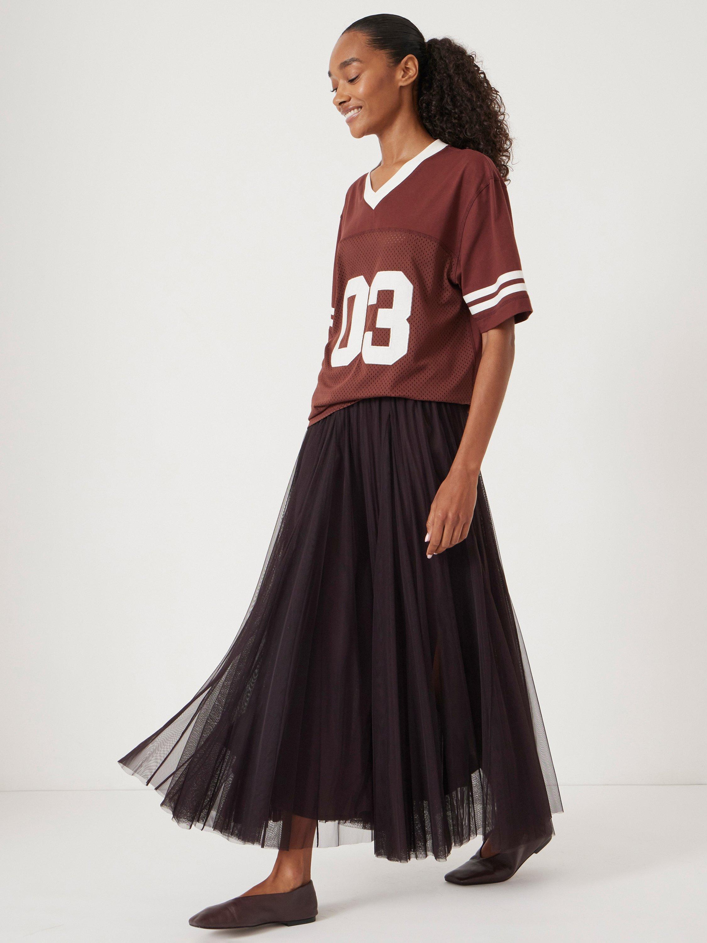 Product image 1 of 6, which shows HUSH Millie Tulle Maxi Skirt, Plum, 14