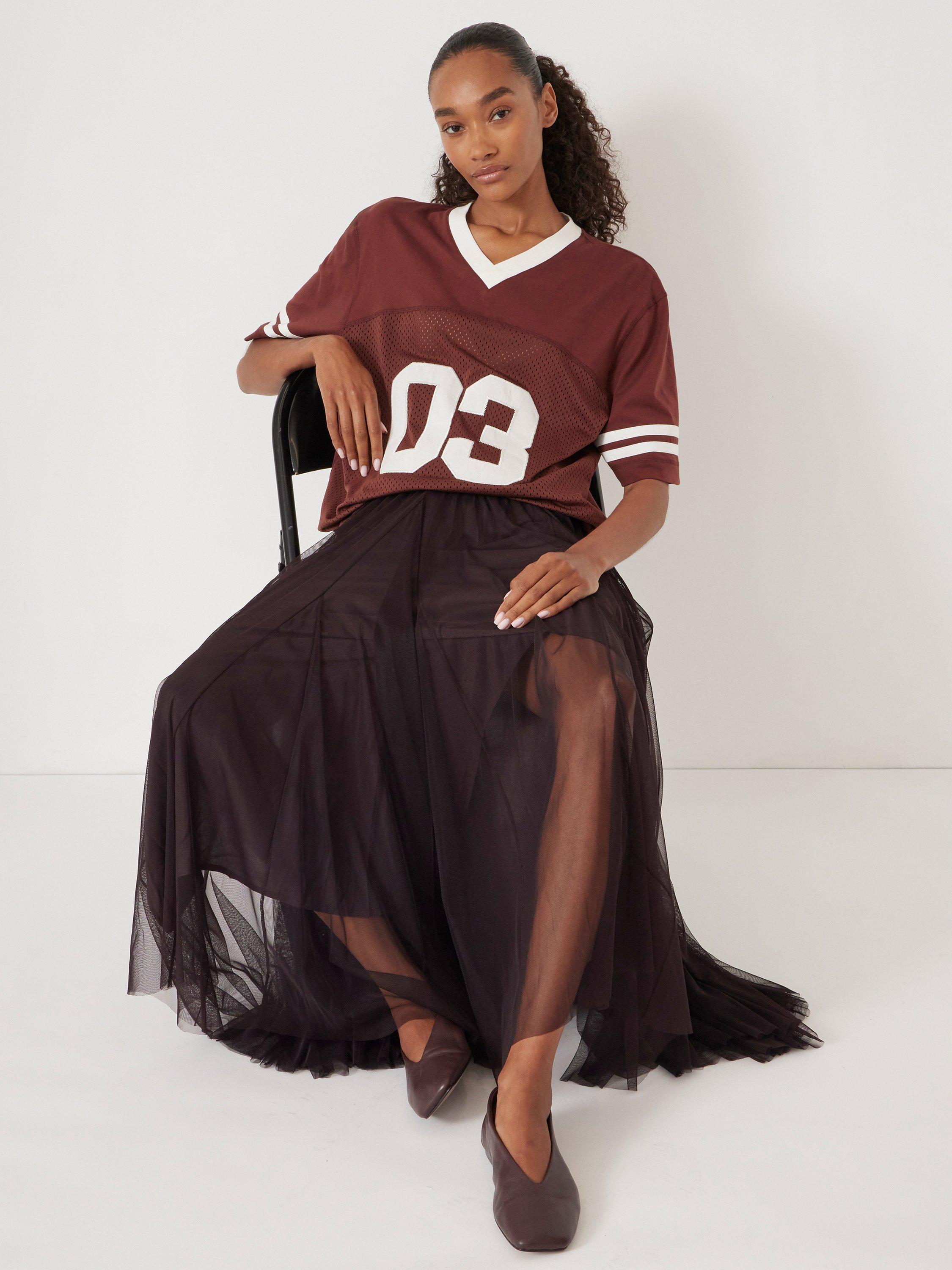 Product image 6 of 6, which shows HUSH Millie Tulle Maxi Skirt, Plum, 14