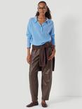 HUSH Open Collar Cashmere Rich Jumper, Pale Blue