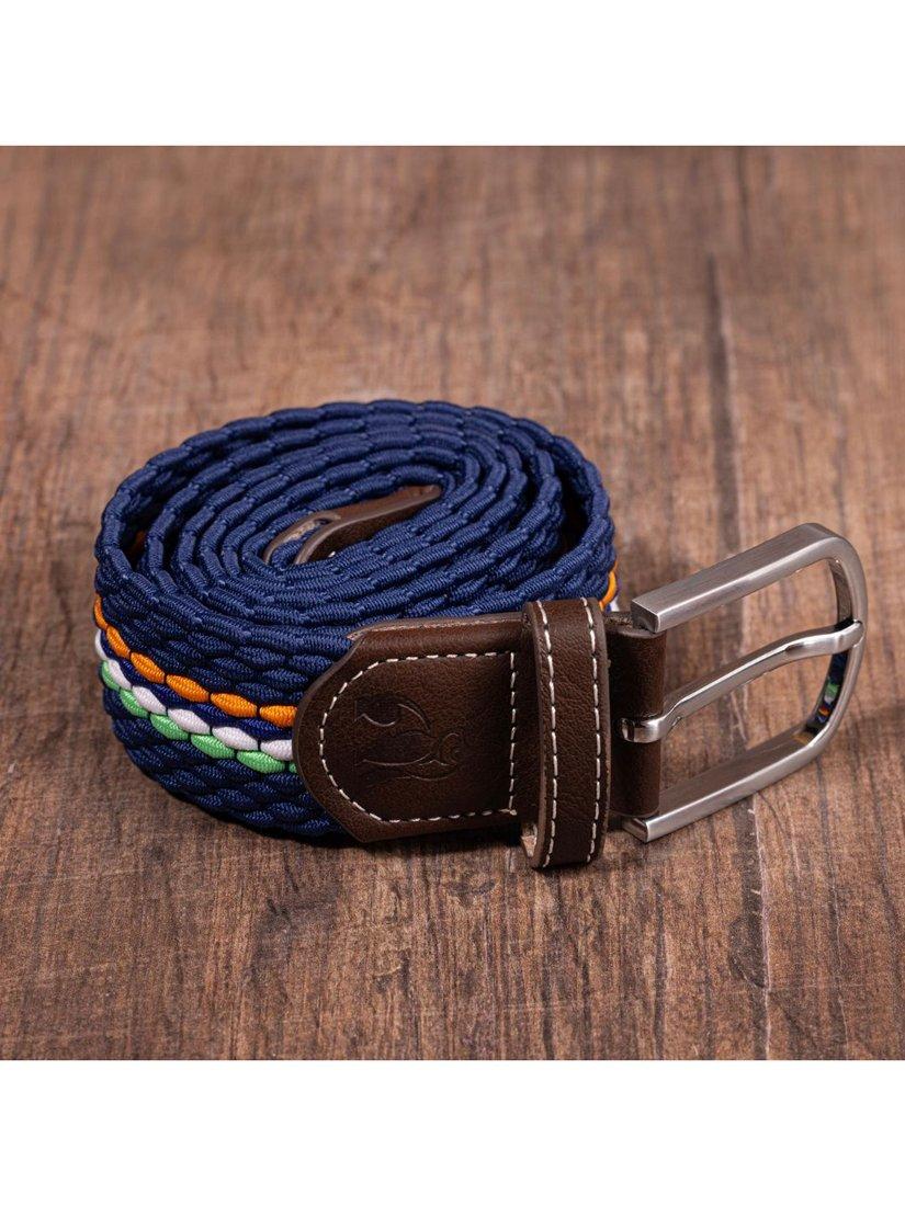 Product image 2 of 6, which shows Swole Panda Stripe Woven Belt, Green/Orange, S