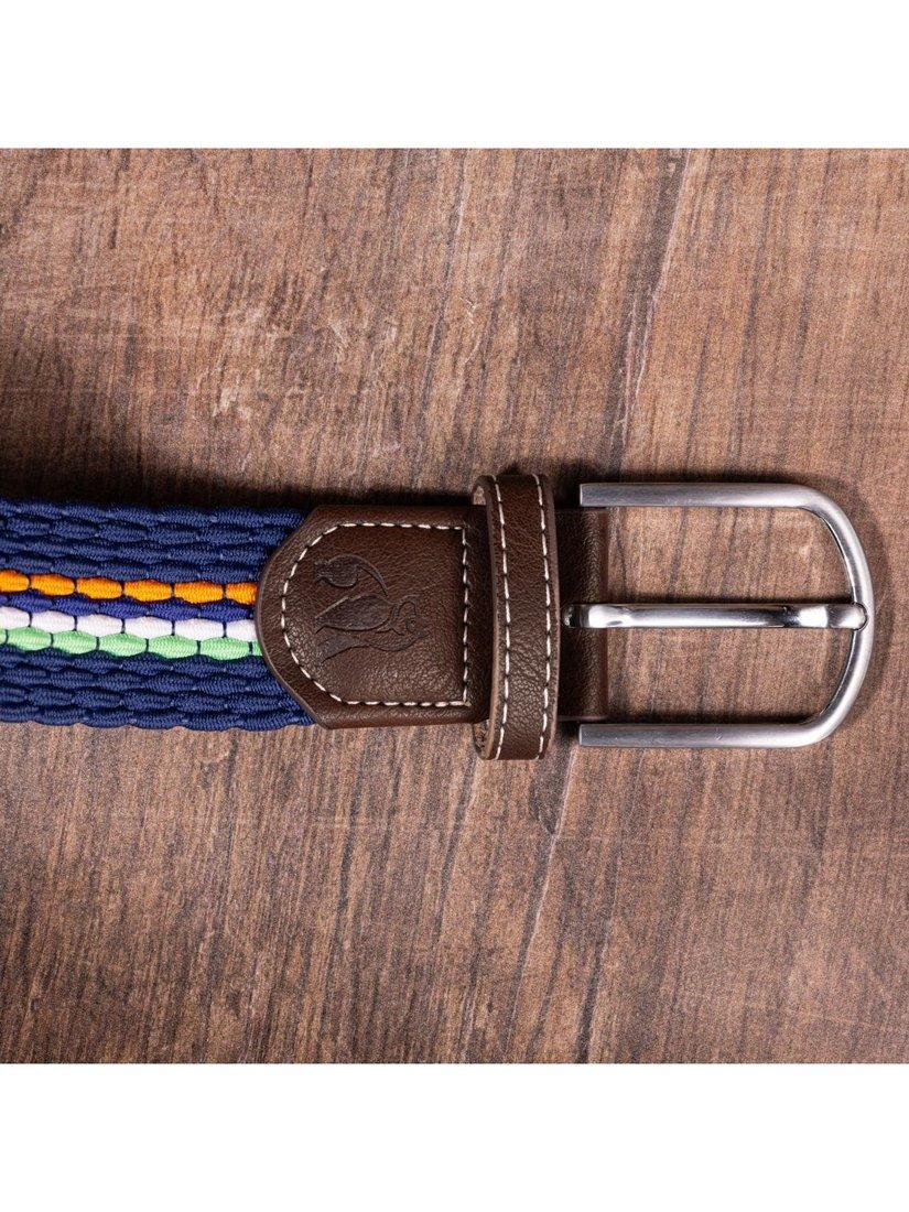 Product image 3 of 6, which shows Swole Panda Stripe Woven Belt, Green/Orange, S