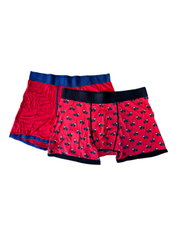 Swole Panda Gorilla & Plain Bamboo Boxer Shorts, Pack of 2, Red, Red