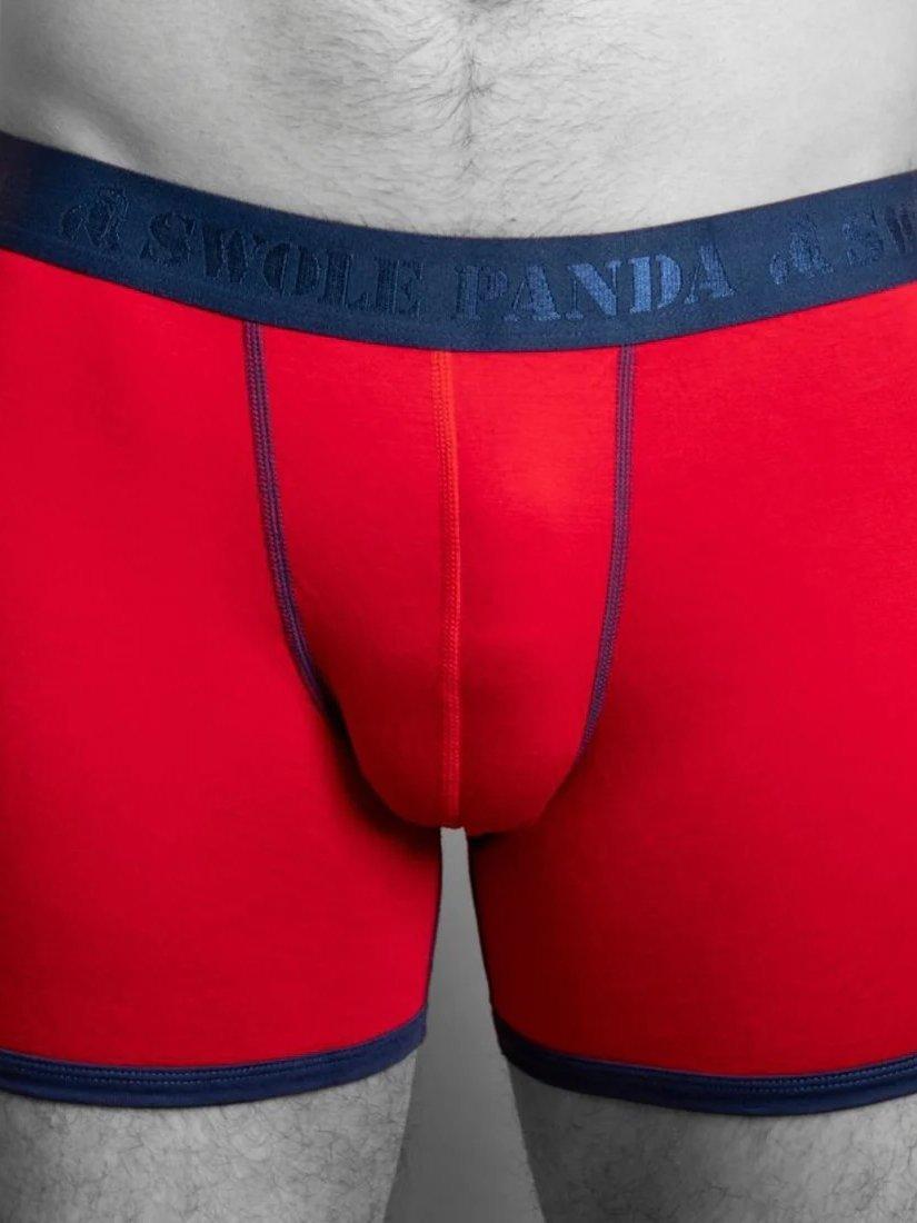 Product image 3 of 5, which shows Swole Panda Gorilla & Plain Bamboo Boxer Shorts, Pack of 2, Red, S