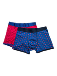 Swole Panda Hearts & Plain Bamboo Boxer Shorts, Pack of 2, Red/Navy