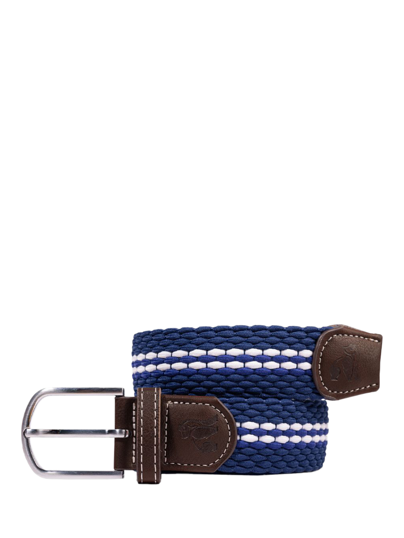 Product image 1 of 6, which shows Swole Panda Stripe Woven Belt, Navy, S