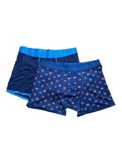 Swole Panda Balloons & Plain Bamboo Boxer Shorts, Pack of 2, Navy/Blue, Navy/Blue