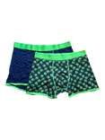Swole Panda Leaves & Plain Bamboo Boxer Shorts, Pack of 2, Navy/Green