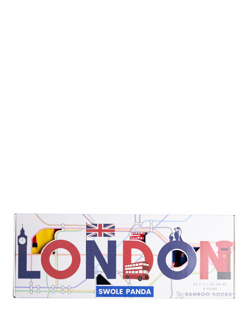 Product image 1 of 7, which shows Swole Panda London Box Bamboo Socks, Pack of 4, Multi, 7-11