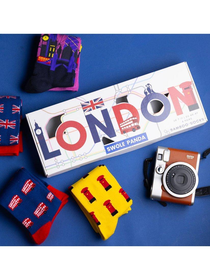 Product image 3 of 7, which shows Swole Panda London Box Bamboo Socks, Pack of 4, Multi, 7-11