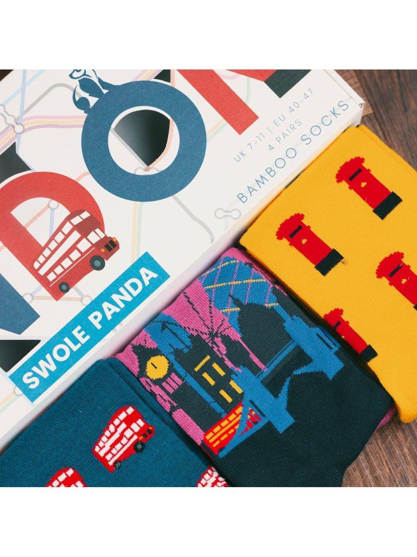 Product image 5 of 7, which shows Swole Panda London Box Bamboo Socks, Pack of 4, Multi, 7-11