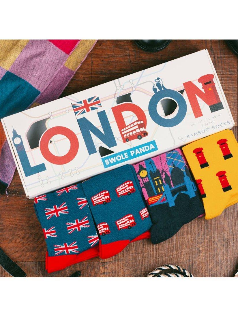 Product image 6 of 7, which shows Swole Panda London Box Bamboo Socks, Pack of 4, Multi, 7-11