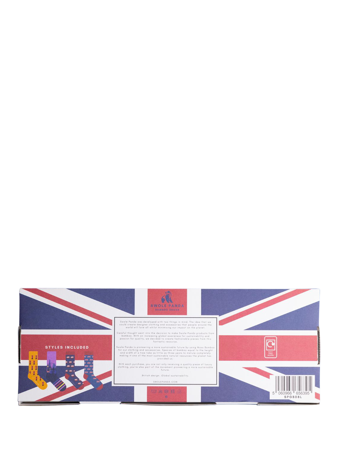 Product image 7 of 7, which shows Swole Panda London Box Bamboo Socks, Pack of 4, Multi, 7-11