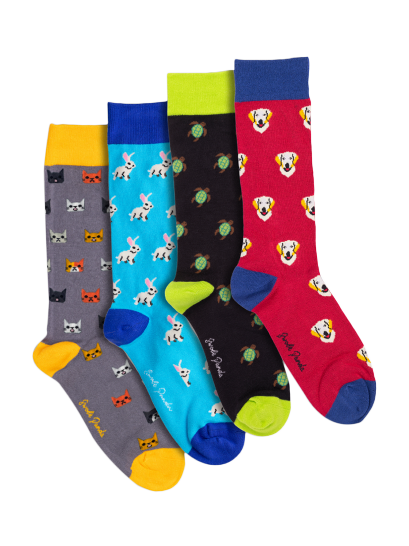 Product image 1 of 6, which shows Swole Panda Pets Bamboo Socks, Pack of 4, Multi, 7-11