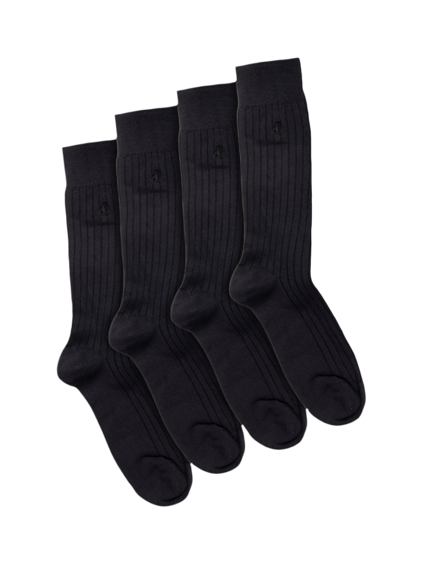 Product image 1 of 3, which shows Swole Panda Comfort Cuff Bamboo Socks, Pack of 4, Navy, 7-11