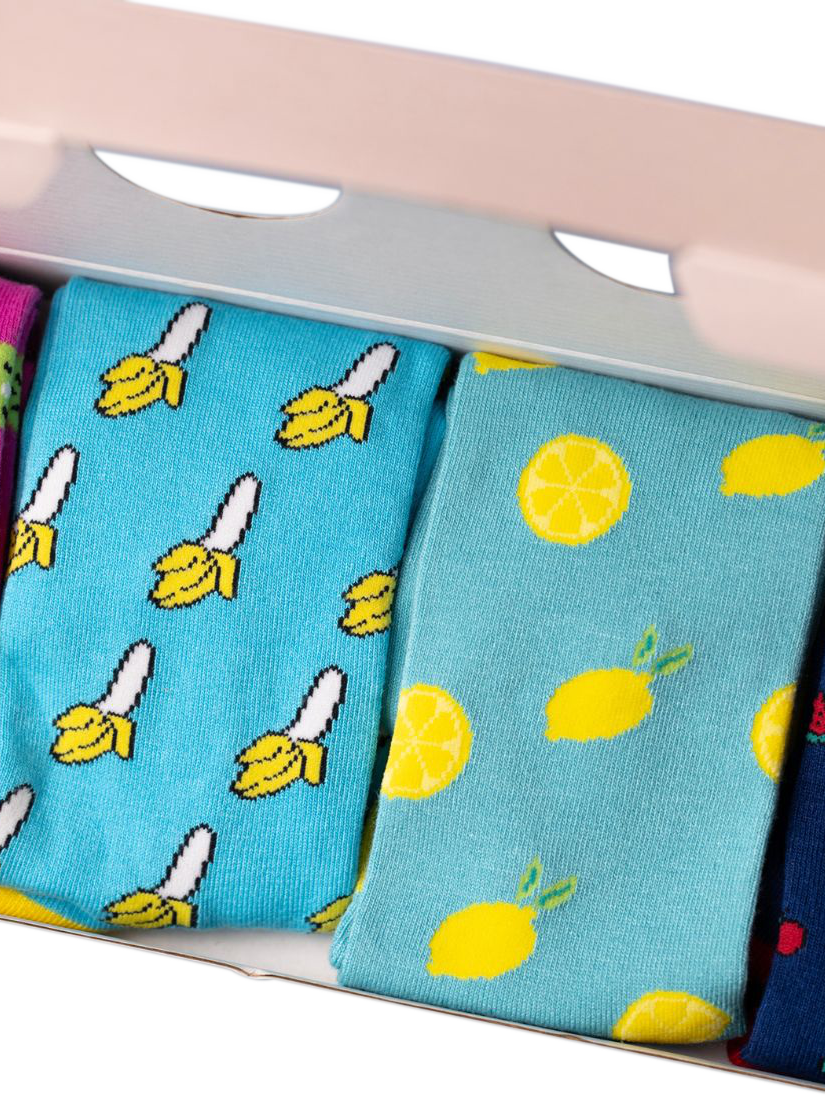 Product image 3 of 7, which shows Swole Panda Fruit Bamboo Socks Gift Box, Pack of 4, Multi, 7-11