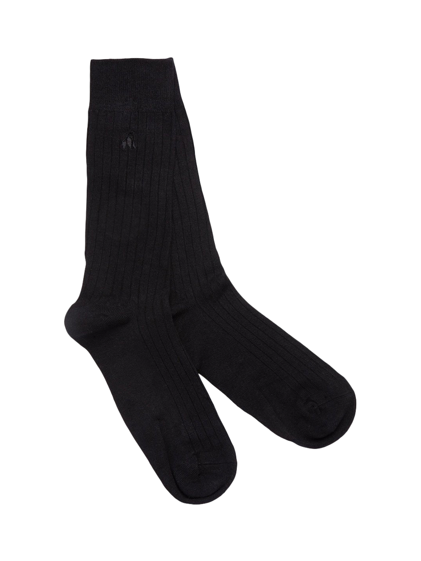 Product image 2 of 5, which shows Swole Panda Comfort Cuff Bamboo Socks, Pack of 4, Black, 7-11