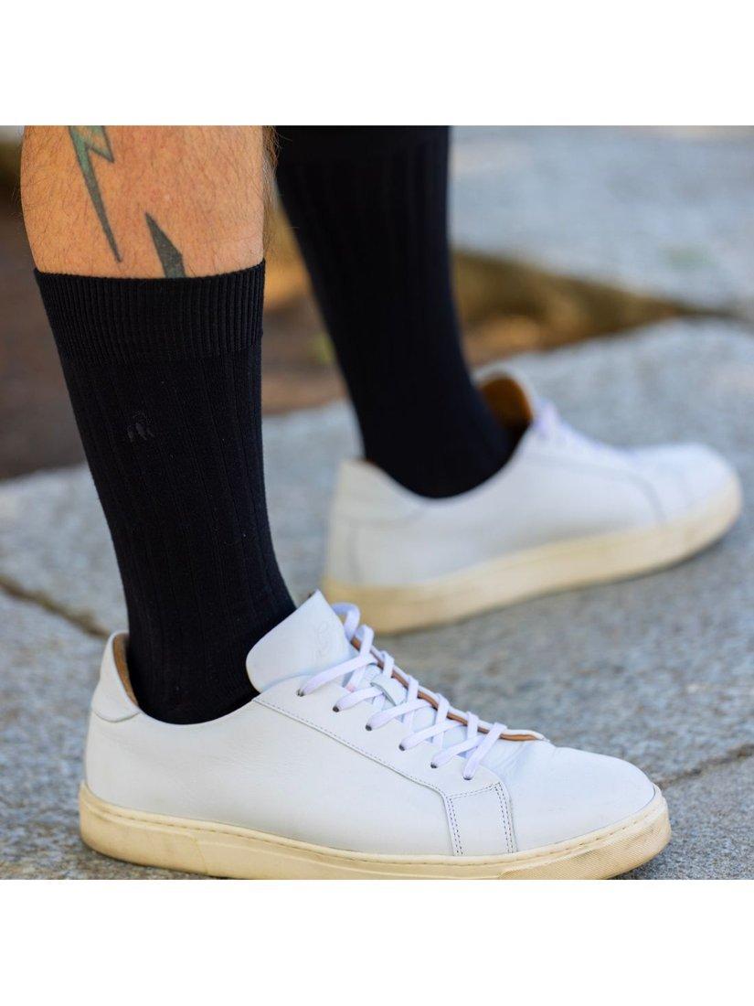 Product image 4 of 5, which shows Swole Panda Comfort Cuff Bamboo Socks, Pack of 4, Black, 7-11