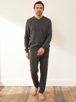 Truly Men's Cashmere Lounge Joggers, Charcoal Marl, Charcoal Marl