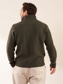 Truly Windsor Wool Cashmere Blend Three-Quarter Zip Neck Jumper - view 2, Khaki