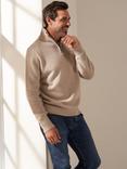 Truly Windsor Wool Cashmere Blend Three-Quarter Zip Neck Jumper, Oatmeal