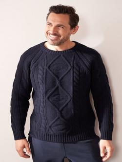 Truly Wool Blend Fisherman's Knit Jumper, Midnight