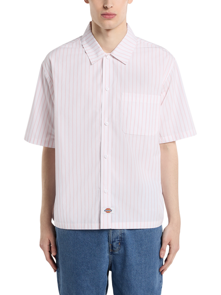 Dickies Venedocia Stripe Short Sleeve Shirt, Endless Sky, White