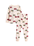 Lindex Kids' Cotton Long Sleeved Truck Print Pyjama Set, White