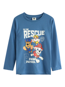 Lindex Kids' Cotton Long Sleeved Paw Patrol Top, Light Dusty Blue, Light Dusty Blue