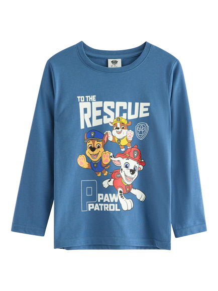 Lindex Kids' Cotton Long Sleeved Paw Patrol Top, Light Dusty Blue, Light Dusty Blue