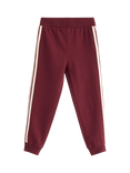 Lindex Kids' Cotton Striped Jogging Bottoms, Dk Dusty Red