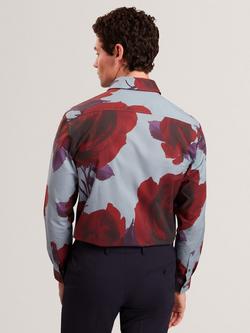 Ted Baker Givira Floral Print Cotton Shirt, Teal/Blue - view 2, Teal/Blue