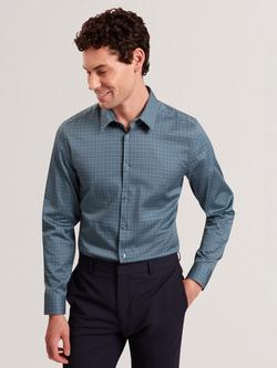 Ted Baker Caylaxe Geometric Print Cotton Blend Shirt, Navy