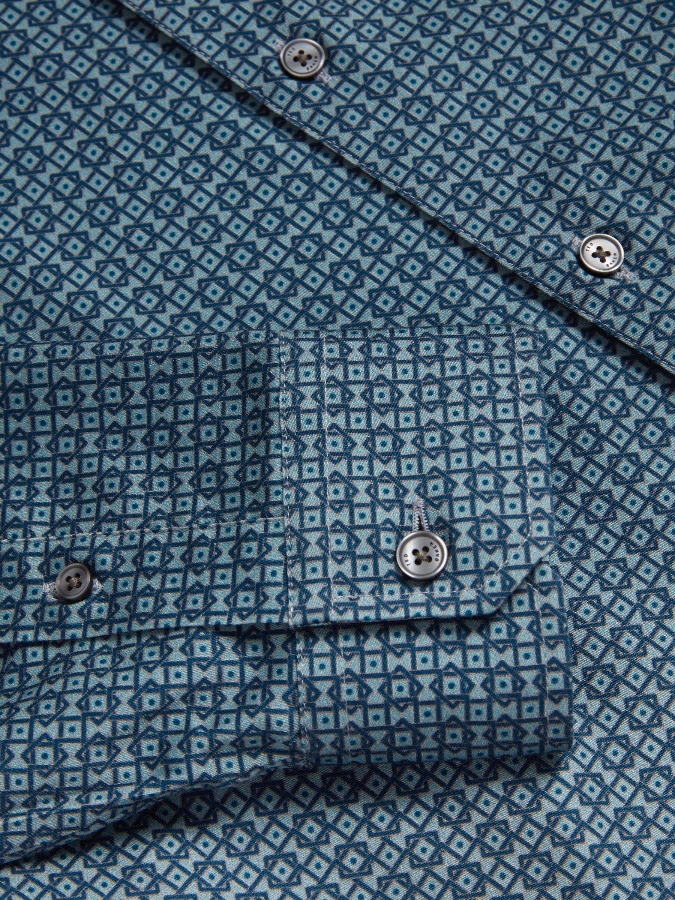 Product image 6 of 6, which shows Ted Baker Caylaxe Geometric Print Cotton Blend Shirt, Navy, S