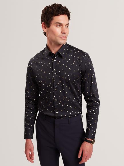 Ted Baker Iskran Floral Print Cotton Blend Shirt, Navy, Navy
