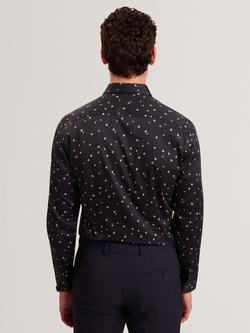 Ted Baker Iskran Floral Print Cotton Blend Shirt, Navy - view 2, Navy