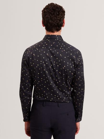 Ted Baker Iskran Floral Print Cotton Blend Shirt, Navy - view 2, Navy