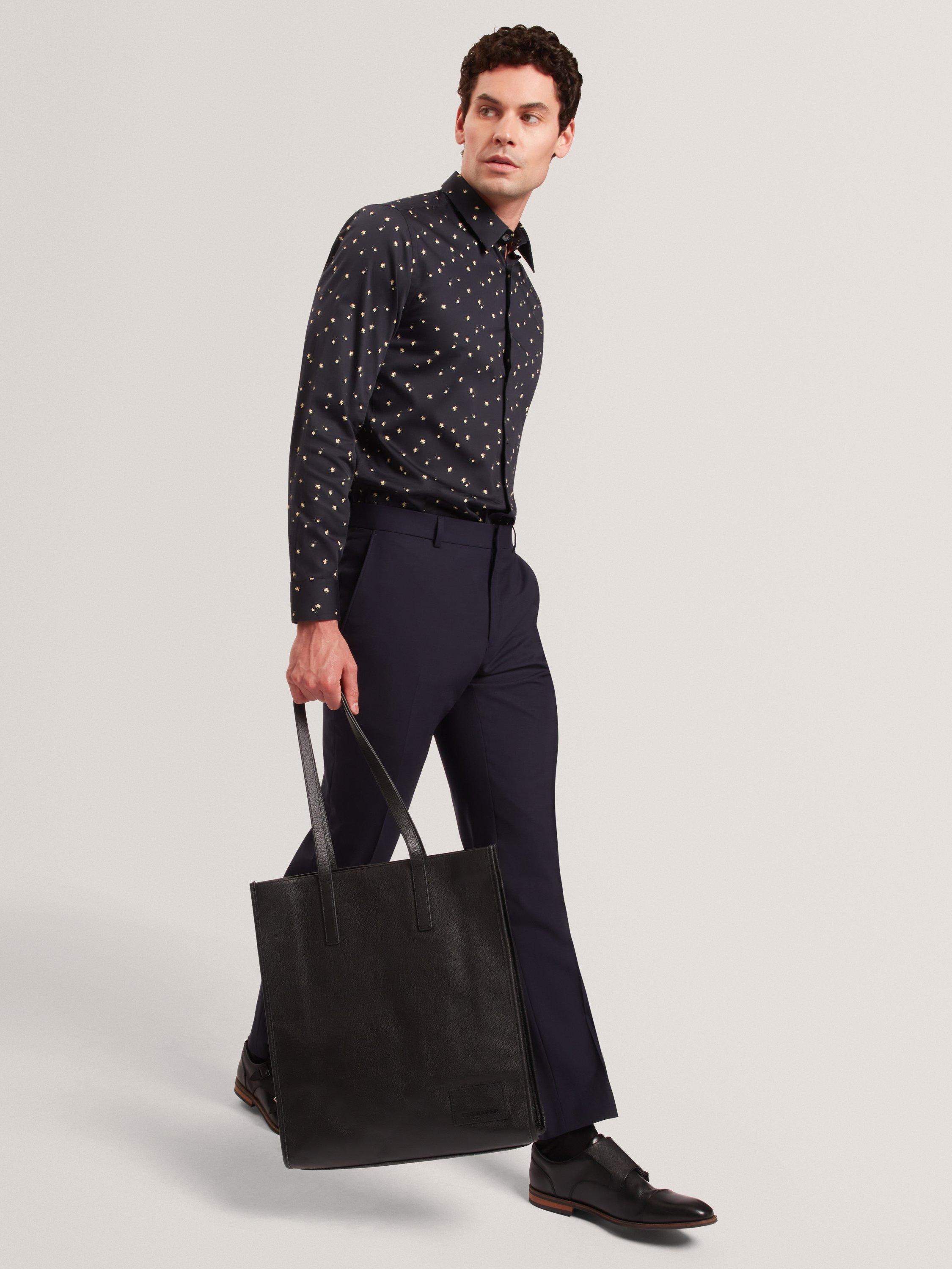 Product image 5 of 7, which shows Ted Baker Iskran Floral Print Cotton Blend Shirt, Navy, S