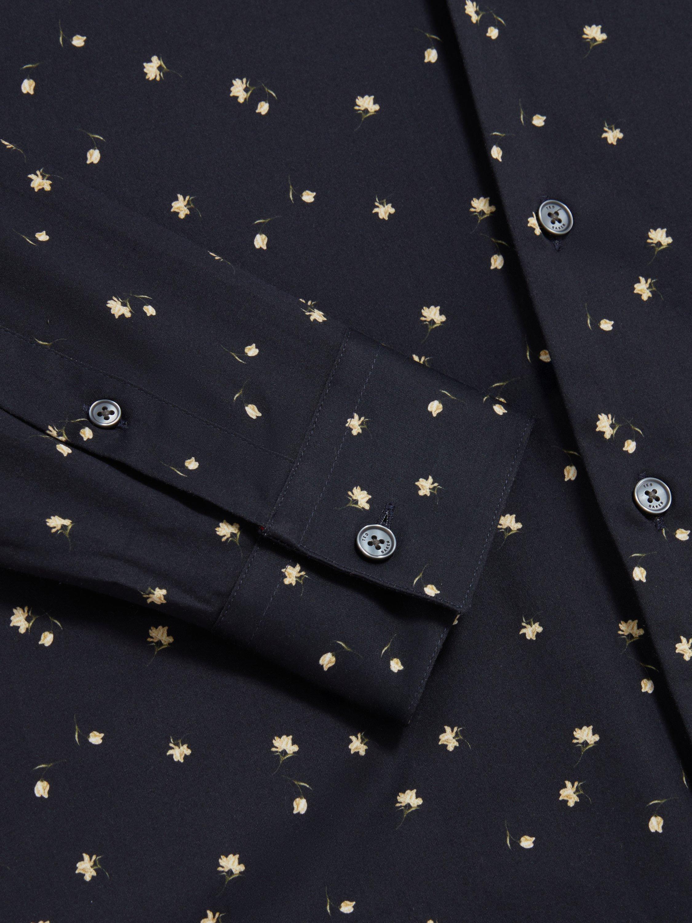 Product image 7 of 7, which shows Ted Baker Iskran Floral Print Cotton Blend Shirt, Navy, S