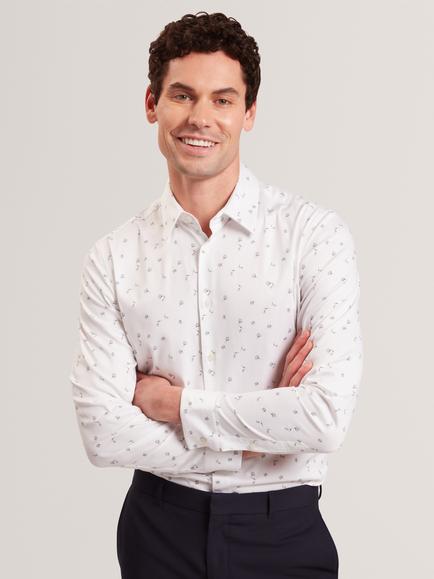 Ted Baker Iskran Floral Print Cotton Blend Shirt, White, White