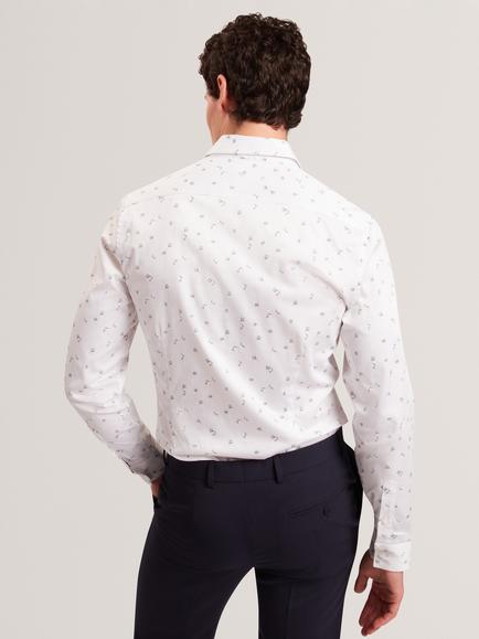 Ted Baker Iskran Floral Print Cotton Blend Shirt, White - view 2, White