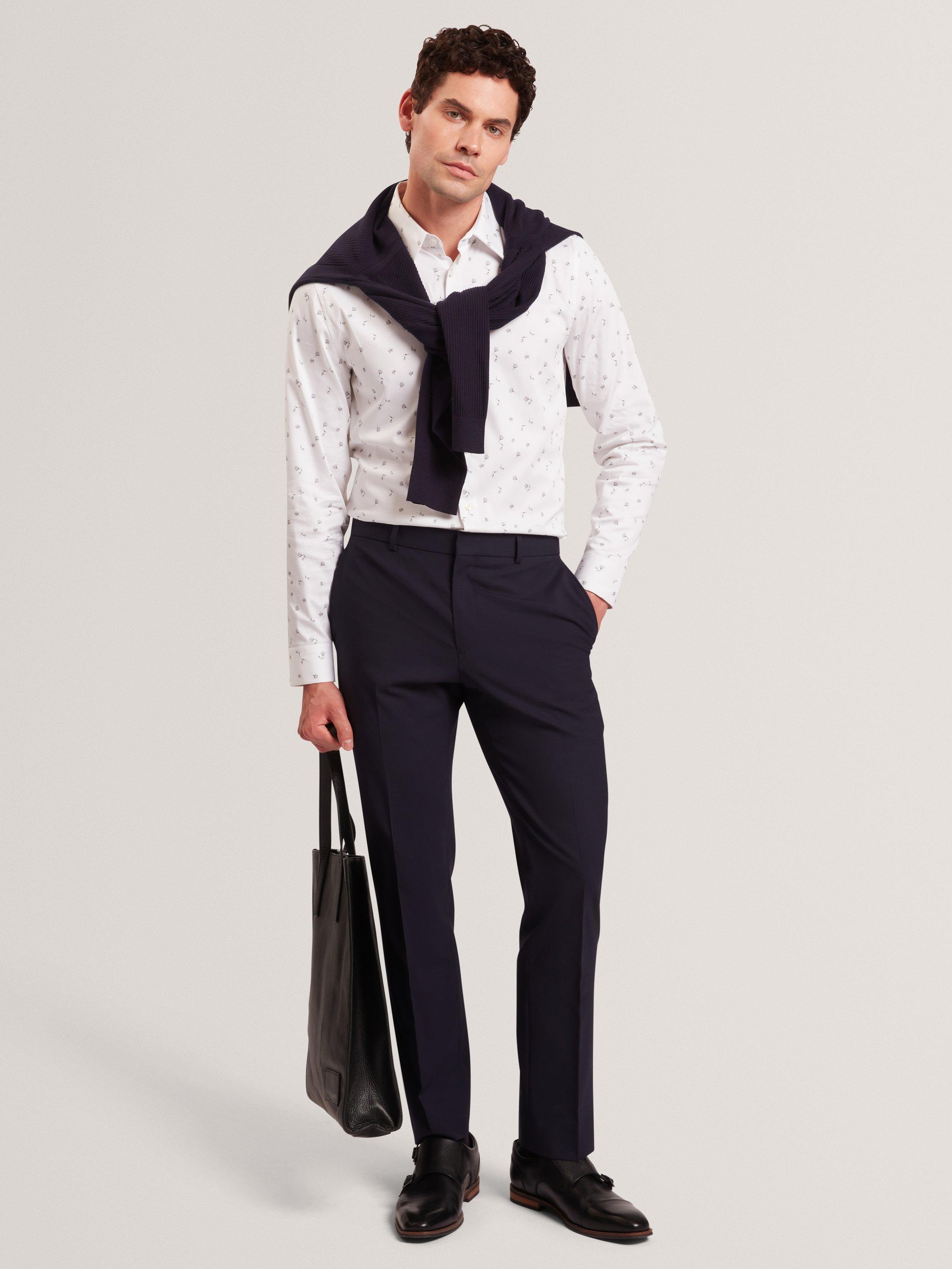 Product image 4 of 7, which shows Ted Baker Iskran Floral Print Cotton Blend Shirt, White, S