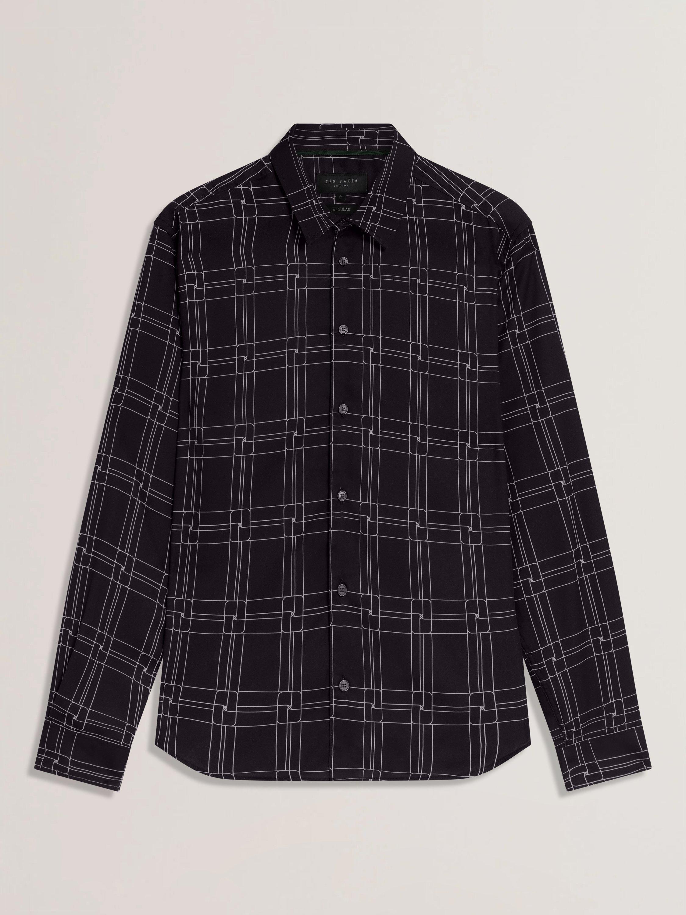 Product image 6 of 7, which shows Ted Baker Lirra Check Print Shirt, Black, S