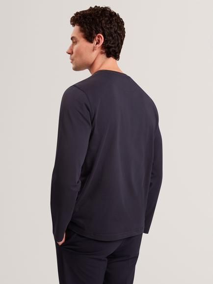 Ted Baker Sinino Crew Neck Long Sleeve Cotton T-Shirt, Navy - view 2, Navy